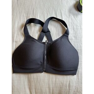 Under Armour High Crossback Zip Sports Bra Black High Impact 1374122 SM